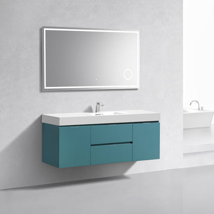 Kube Bath Bliss 60″ Teal Green Wall Mount Single Sink Modern Bathroom Vanity Kube Bath