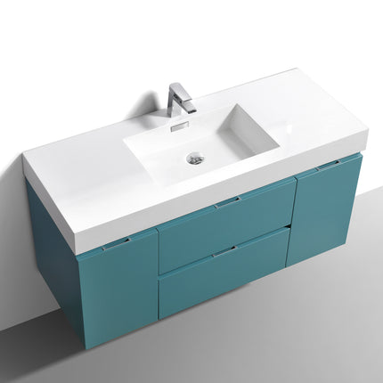 Kube Bath Bliss 60″ Teal Green Wall Mount Single Sink Modern Bathroom Vanity Kube Bath