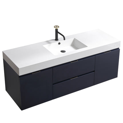 Kube Bath Bliss 60″ Blue Wall Mount Single Sink Modern Bathroom Vanity Kube Bath