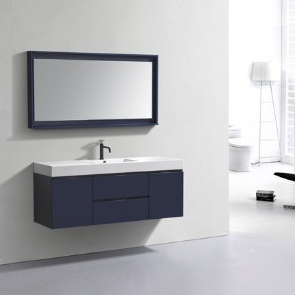 Kube Bath Bliss 60″ Blue Wall Mount Single Sink Modern Bathroom Vanity Kube Bath