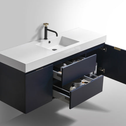 Kube Bath Bliss 60″ Blue Wall Mount Single Sink Modern Bathroom Vanity Kube Bath