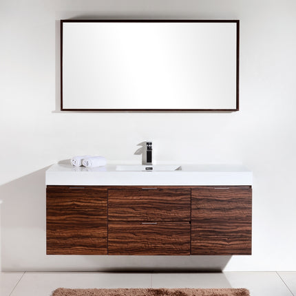 Kube Bath Bliss 60″ Walnut Wall Mount Single Sink Modern Bathroom Vanity Kube Bath