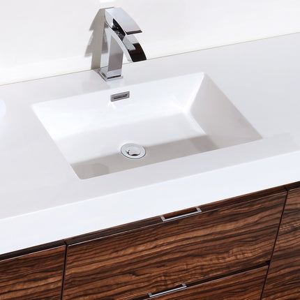 Kube Bath Bliss 60″ Walnut Wall Mount Single Sink Modern Bathroom Vanity Kube Bath