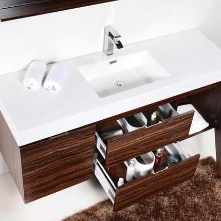 Kube Bath Bliss 60″ Walnut Wall Mount Single Sink Modern Bathroom Vanity Kube Bath