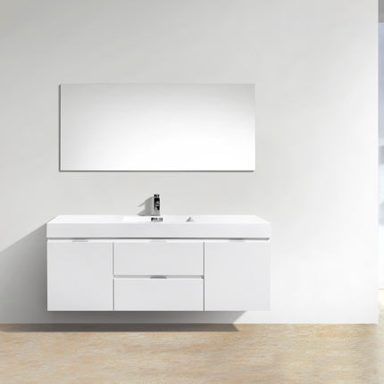 Kube Bath Bliss 60″ High Gloss White Wall Mount Single Sink Modern Bathroom Vanity Kube Bath