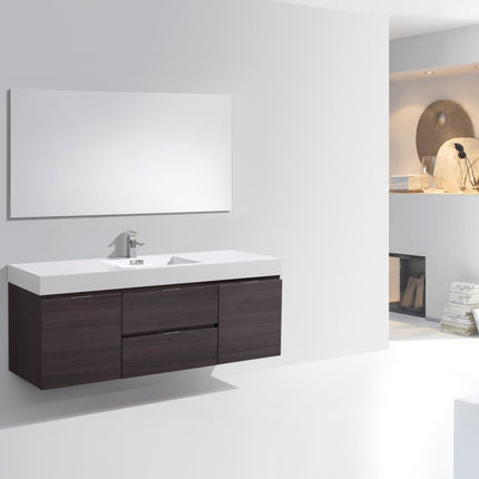 Kube Bath Bliss 60″ High Gloss Gray Oak Wall Mount Single Sink Modern Bathroom Vanity Kube Bath