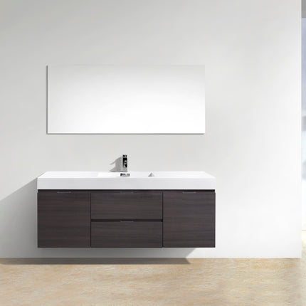 Kube Bath Bliss 60″ High Gloss Gray Oak Wall Mount Single Sink Modern Bathroom Vanity Kube Bath