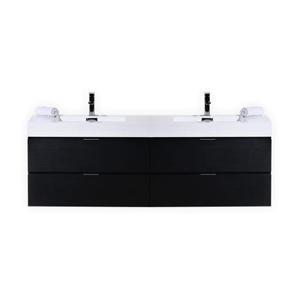 Kube Bath Bliss 72″ Black Wall Mount Double Sink Modern Bathroom Vanity Kube Bath