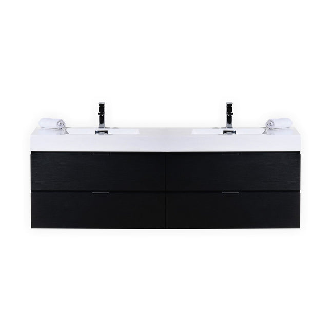 Kube Bath Bliss 72″ Black Wall Mount Double Sink Modern Bathroom Vanity Kube Bath