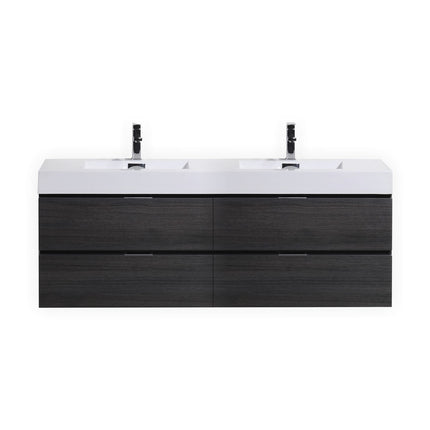 Kube Bath Bliss 72″ Gray Oak Wall Mount Double Sink Modern Bathroom Vanity Kube Bath