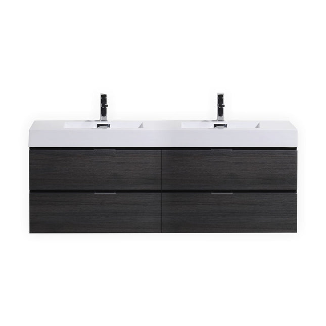 Kube Bath Bliss 72″ Gray Oak Wall Mount Double Sink Modern Bathroom Vanity Kube Bath