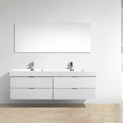 Kube Bath Bliss 72″ High Gloss White Wall Mount Single Sink Modern Bathroom Vanity Kube Bath