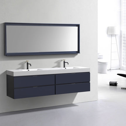 Kube Bath Bliss 72″ Blue Wall Mount Double Sink Modern Bathroom Vanity Kube Bath