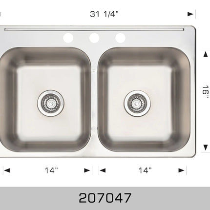 Bosco 207047 Drop In 304 18 Gauge Stainless Steel Sink - Plumbing Market