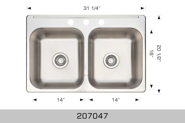 Bosco 207047 Drop In 304 18 Gauge Stainless Steel Sink - Plumbing Market