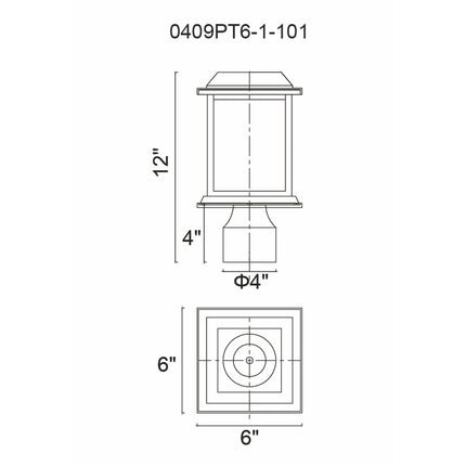 CWI Lighting Blackbridge 1 Light Outdoor Black Lantern Head 0409PT6-1-101 - Plumbing Market