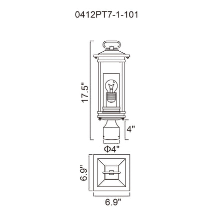 CWI Lighting Granville 1 Light Black Outdoor Lantern Head 0412PT7-1-101 - Plumbing Market