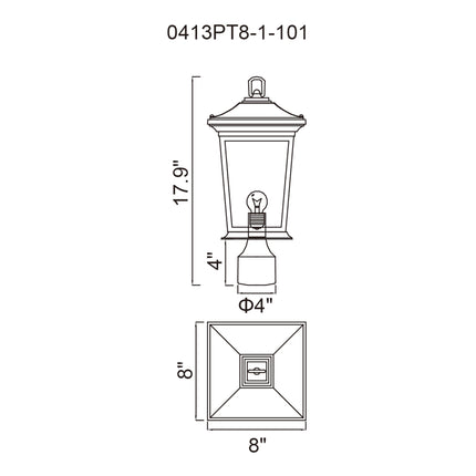 CWI Lighting Leawood 1 Light Black Outdoor Lantern Head 0413PT8-1-101 - Plumbing Market