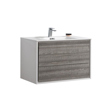 Kube Bath De Lusso 36″ Ash Gray Wall Mount Modern Bathroom Vanity Kube Bath