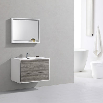 Kube Bath De Lusso 36″ Ash Gray Wall Mount Modern Bathroom Vanity Kube Bath