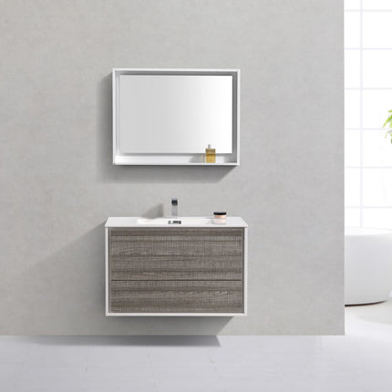 Kube Bath De Lusso 36″ Ash Gray Wall Mount Modern Bathroom Vanity Kube Bath