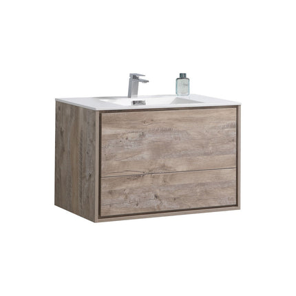 Kube Bath De Lusso 36″ Nature Wood Wall Mount Modern Bathroom Vanity Kube Bath