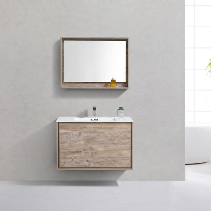 Kube Bath De Lusso 36″ Nature Wood Wall Mount Modern Bathroom Vanity Kube Bath