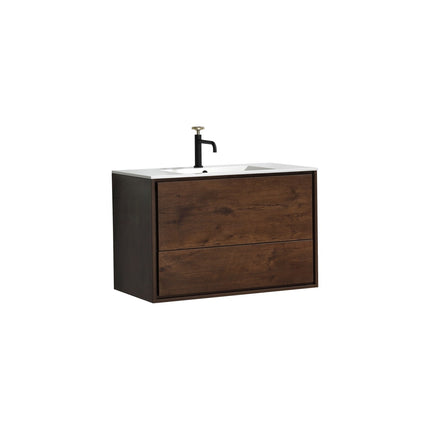 Kube Bath De Lusso 36″ Rose Wood Wall Mount Modern Bathroom Vanity Kube Bath