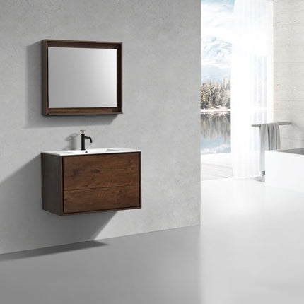 Kube Bath De Lusso 36″ Rose Wood Wall Mount Modern Bathroom Vanity Kube Bath