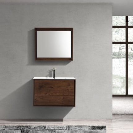 Kube Bath De Lusso 36″ Rose Wood Wall Mount Modern Bathroom Vanity Kube Bath