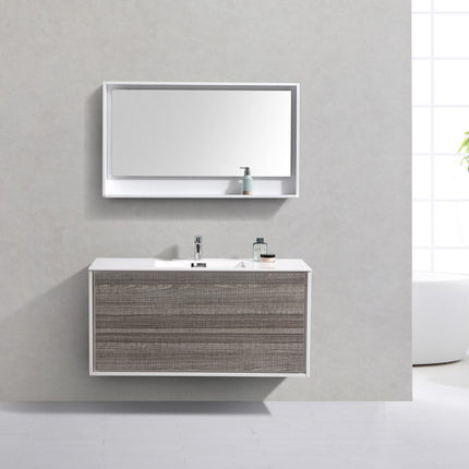 Kube Bath De Lusso 48″ Single Sink Ash Gray Wall Mount Modern Bathroom Vanity Kube Bath