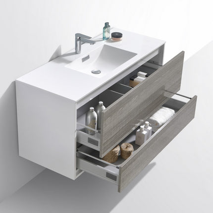 Kube Bath De Lusso 48″ Single Sink Ash Gray Wall Mount Modern Bathroom Vanity Kube Bath