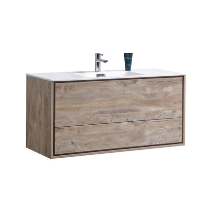 Kube Bath De Lusso 48″ Single Sink Nature Wood Wall Mount Modern Bathroom Vanity Kube Bath