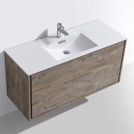 Kube Bath De Lusso 48″ Single Sink Nature Wood Wall Mount Modern Bathroom Vanity Kube Bath