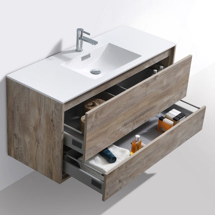 Kube Bath De Lusso 48″ Single Sink Nature Wood Wall Mount Modern Bathroom Vanity Kube Bath