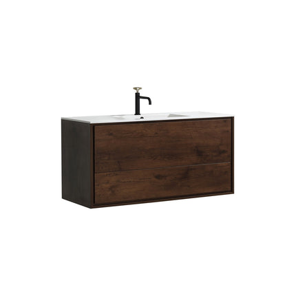 Kube Bath De Lusso 48″ Single Sink Rose Wood Wall Mount Modern Bathroom Vanity Kube Bath