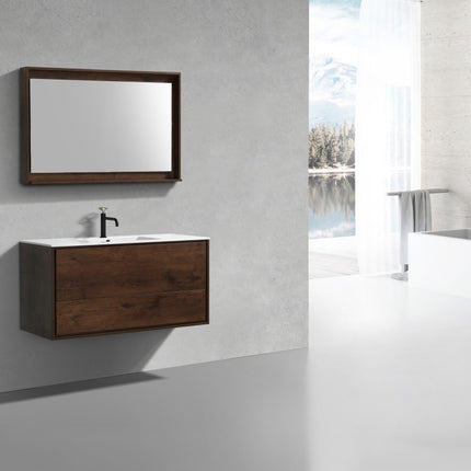 Kube Bath De Lusso 48″ Single Sink Rose Wood Wall Mount Modern Bathroom Vanity Kube Bath