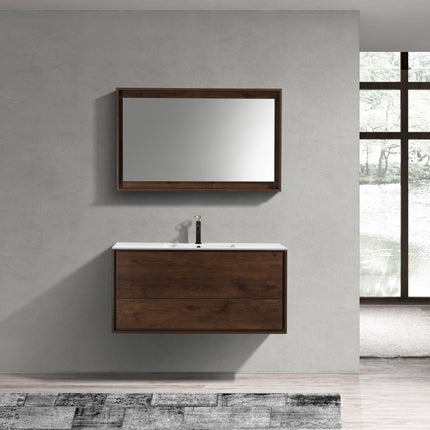 Kube Bath De Lusso 48″ Single Sink Rose Wood Wall Mount Modern Bathroom Vanity Kube Bath