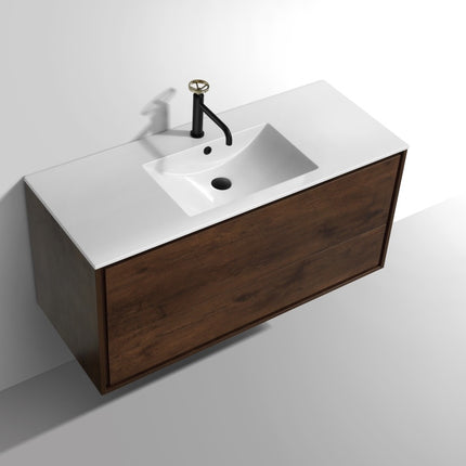 Kube Bath De Lusso 48″ Single Sink Rose Wood Wall Mount Modern Bathroom Vanity Kube Bath