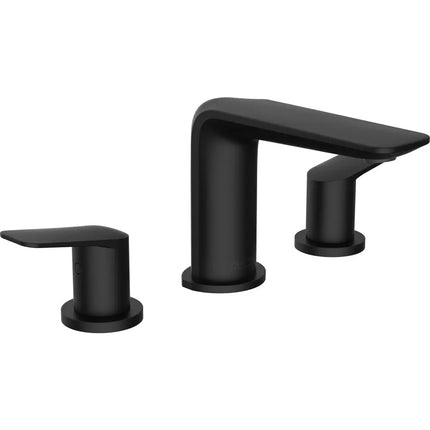 Delta Widespread Faucet-Less Popup-Matteblack 3571LF-BL-LPU - Plumbing Market