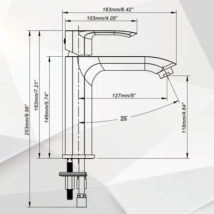 Kodaen Slim Single Hole Faucet Lead Free Brass, Cupc Certified Kodaen