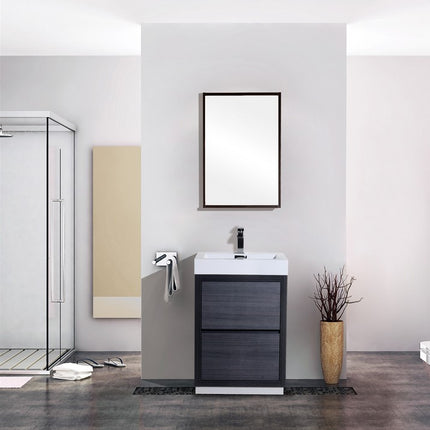 Kube Bath Bliss 24″ Gray Oak Free Standing Modern Bathroom Vanity Kube Bath