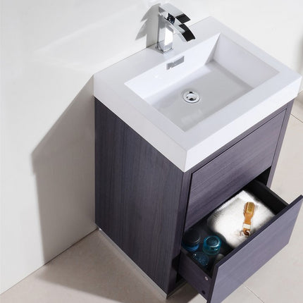 Kube Bath Bliss 24″ Gray Oak Free Standing Modern Bathroom Vanity Kube Bath