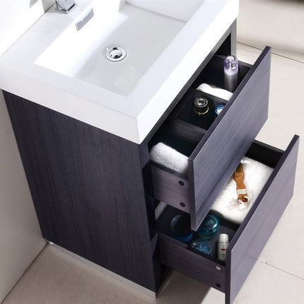 Kube Bath Bliss 24″ Gray Oak Free Standing Modern Bathroom Vanity Kube Bath