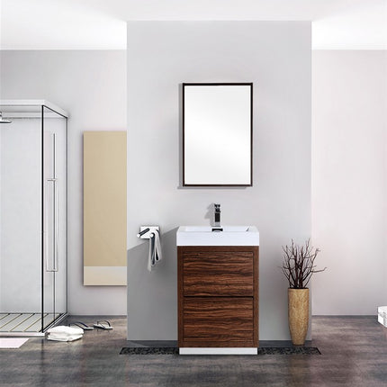 Kube Bath Bliss 24″ Walnut Free Standing Modern Bathroom Vanity Kube Bath