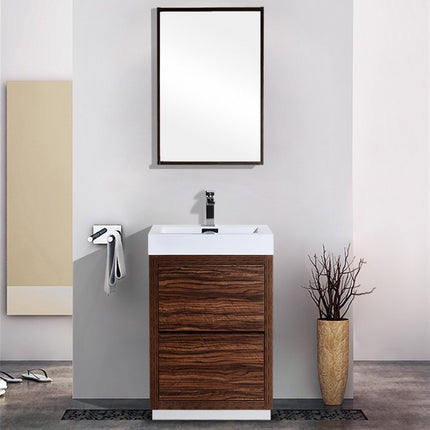 Kube Bath Bliss 24″ Walnut Free Standing Modern Bathroom Vanity Kube Bath