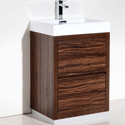 Kube Bath Bliss 24″ Walnut Free Standing Modern Bathroom Vanity Kube Bath