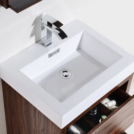 Kube Bath Bliss 24″ Walnut Free Standing Modern Bathroom Vanity Kube Bath