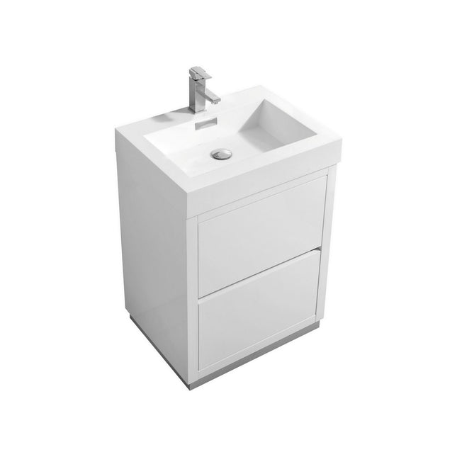 Kube Bath Bliss 24″ High Gloss White Free Standing Modern Bathroom Vanity Kube Bath