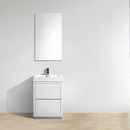 Kube Bath Bliss 24″ High Gloss White Free Standing Modern Bathroom Vanity Kube Bath